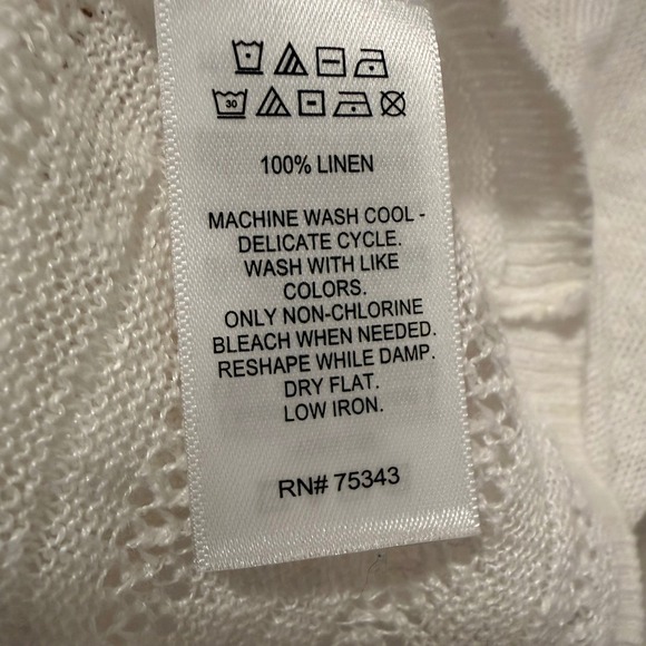 Nanette Lepore Women's Size M Cream White Linen Open Front Cardigan Sweater - Picture 4 of 4